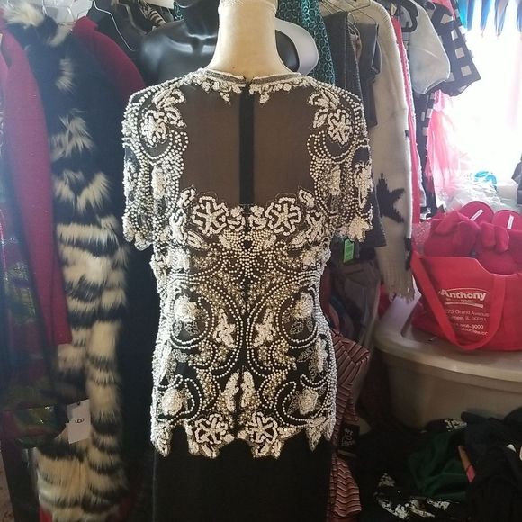 Nite Line Silk Beaded & Sequined Blouse Vintage Sz. 10 - Picture 2 of 16